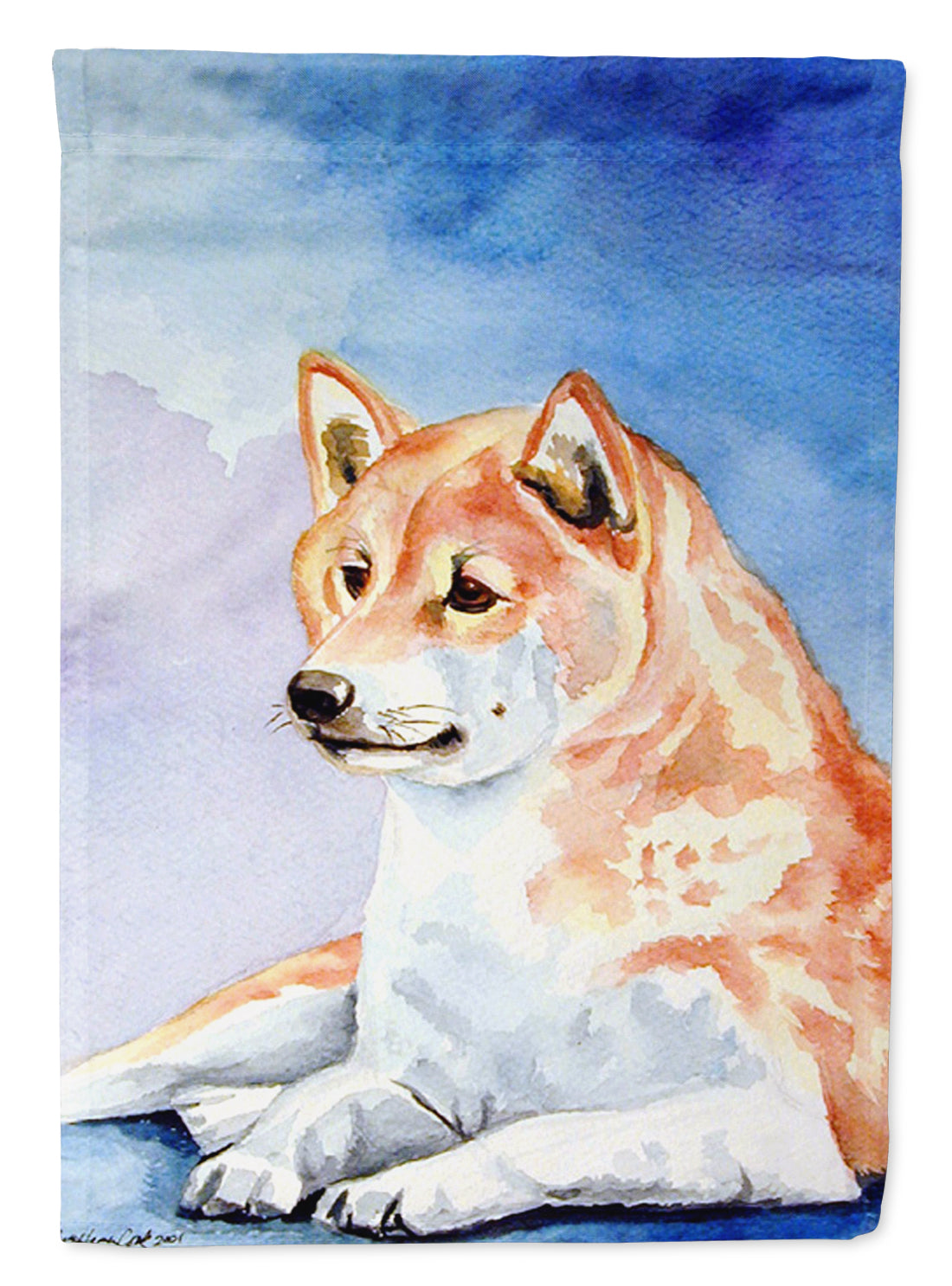 Red and White Shiba Inu Flag Garden Size.