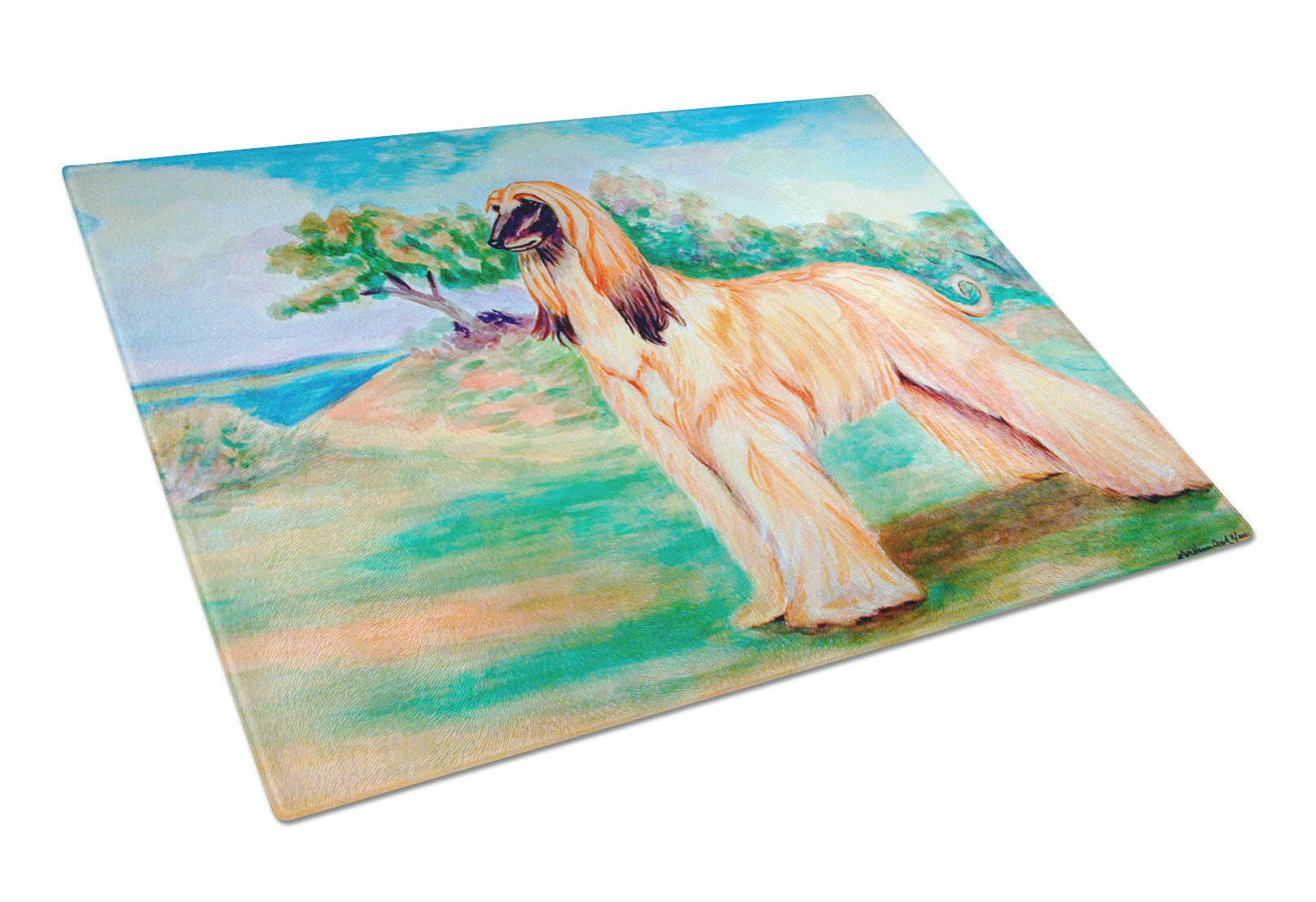 Afghan Hound Glass Cutting Board Large by Caroline's Treasures