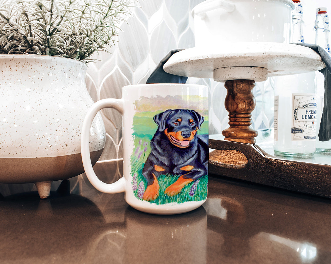 Rottweiler Dishwasher Safe Microwavable Ceramic Coffee Mug 15 ounce 7141CM15  the-store.com.