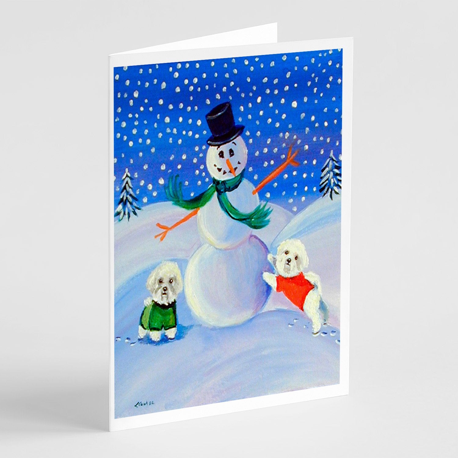 Buy this Snowman Bichon Frise Greeting Cards and Envelopes Pack of 8