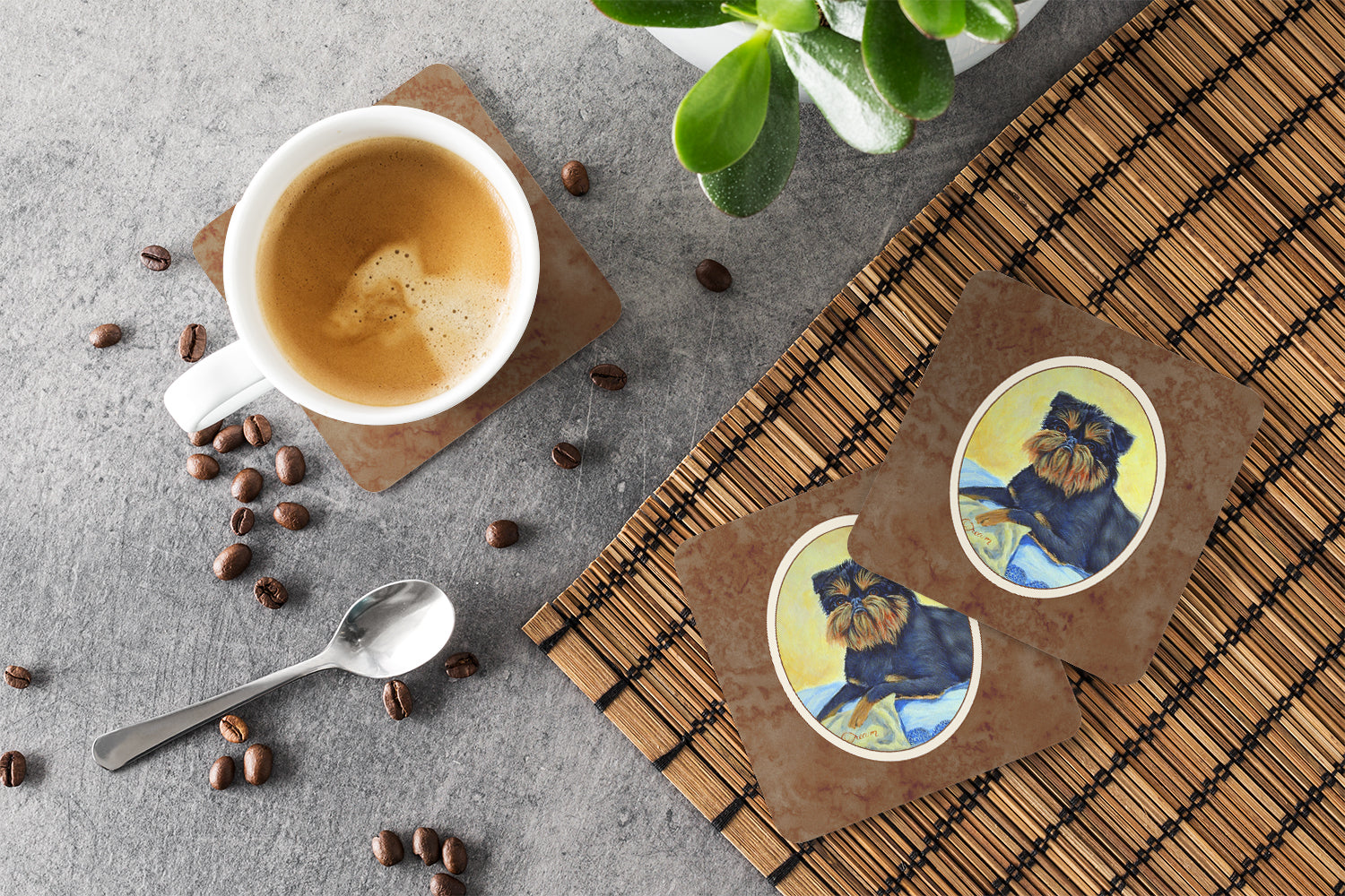 Brussels Griffon Foam Coaster Set of 4 7146FC - the-store.com