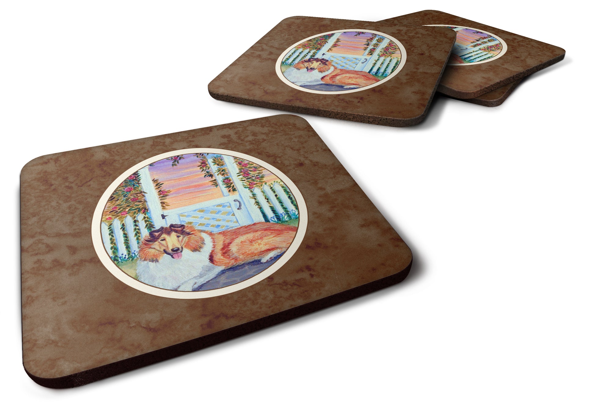 Collie Foam Coaster Set of 4 7147FC - the-store.com