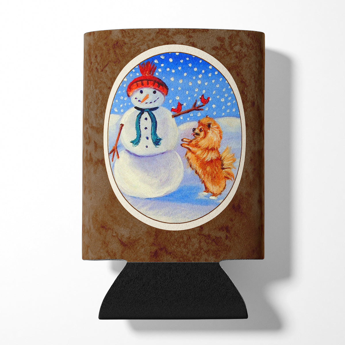 Snowman with Pomeranian Winter Snowman Can or Bottle Hugger 7151CC.