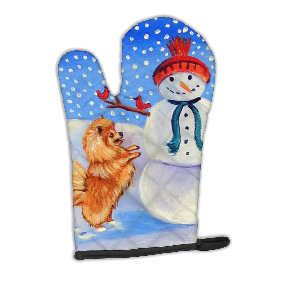 Snowman with Pomeranian Winter Snowman Oven Mitt 7151OVMT  the-store.com.