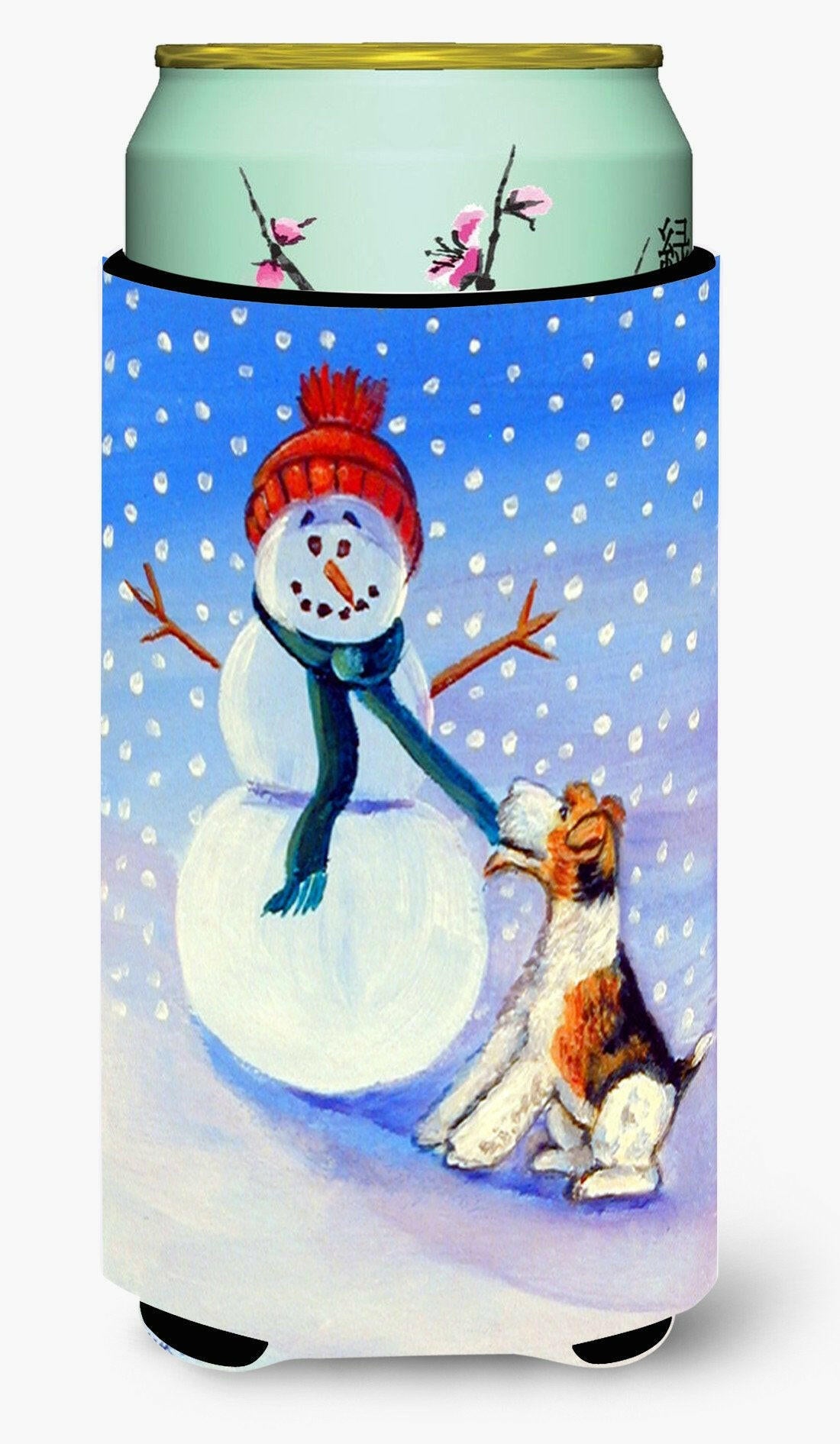 Snowman with  Fox Terrier  Tall Boy Beverage Insulator Beverage Insulator Hugger by Caroline's Treasures