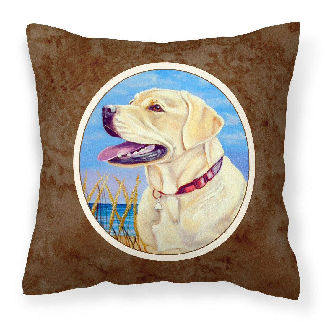 Yellow Labrador at the Beach Fabric Decorative Pillow 7158PW1414 - the-store.com