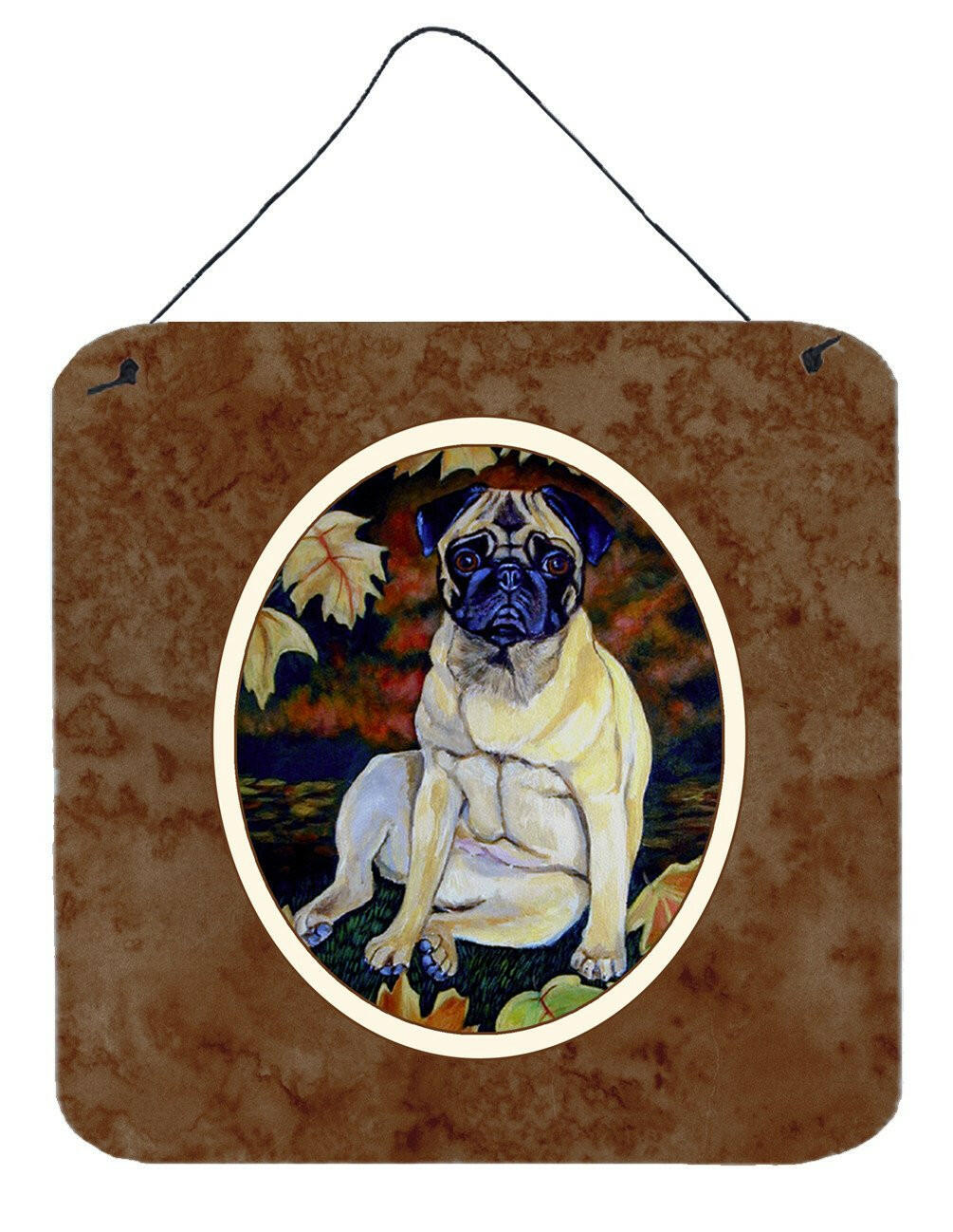 Fawn Pug in Fall Leaves Wall or Door Hanging Prints 7160DS66 by Caroline&#39;s Treasures