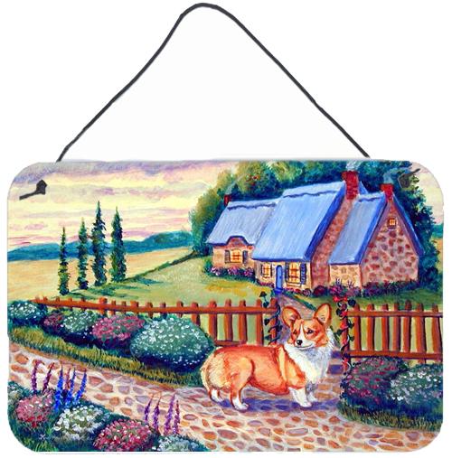 Pembroke Corgi at the Cottage Aluminium Metal Wall or Door Hanging Prints by Caroline's Treasures