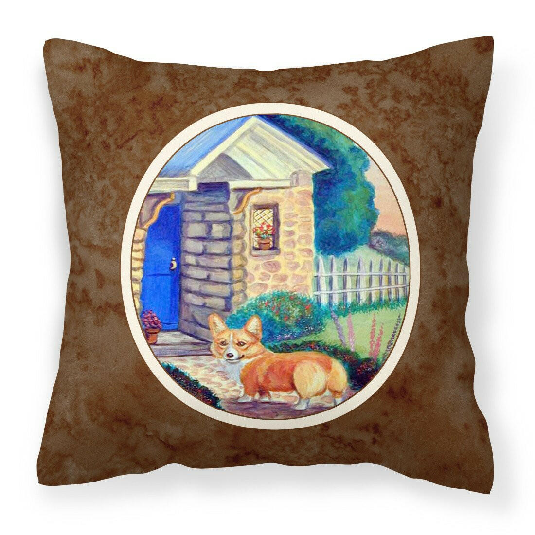 Corgi at the Cottage Fabric Decorative Pillow 7169PW1414 - the-store.com