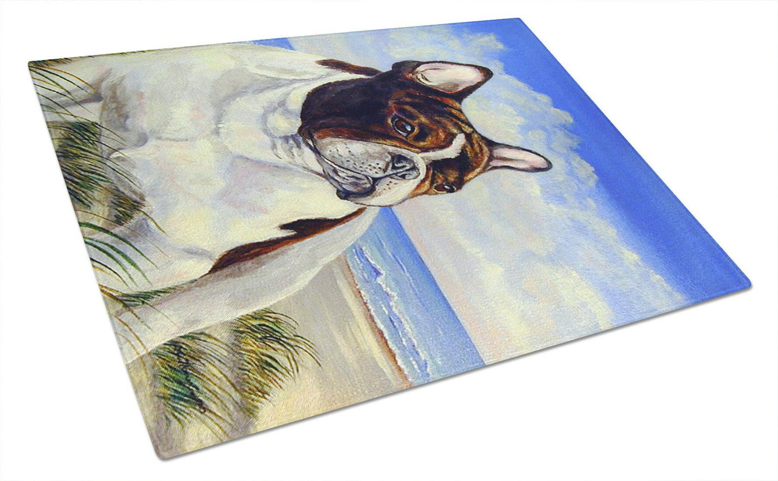 French Bulldog at the beach Glass Cutting Board Large by Caroline's Treasures