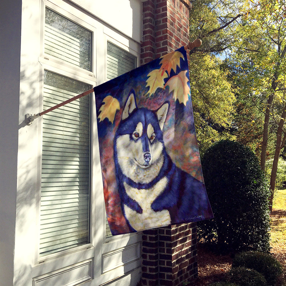 Fall Leaves Siberian Husky Flag Canvas House Size  the-store.com.