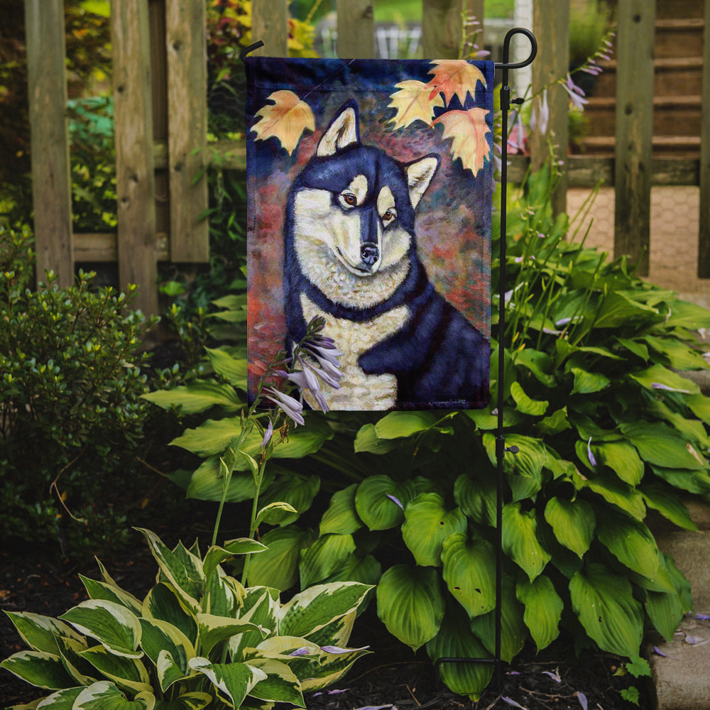 Fall Leaves Siberian Husky Flag Garden Size.