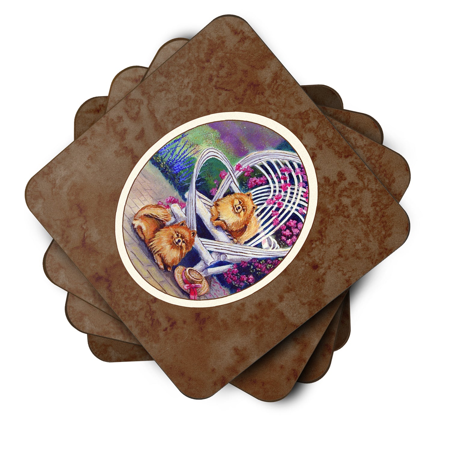 Red Pomeranians Foam Coaster Set of 4 7176FC - the-store.com