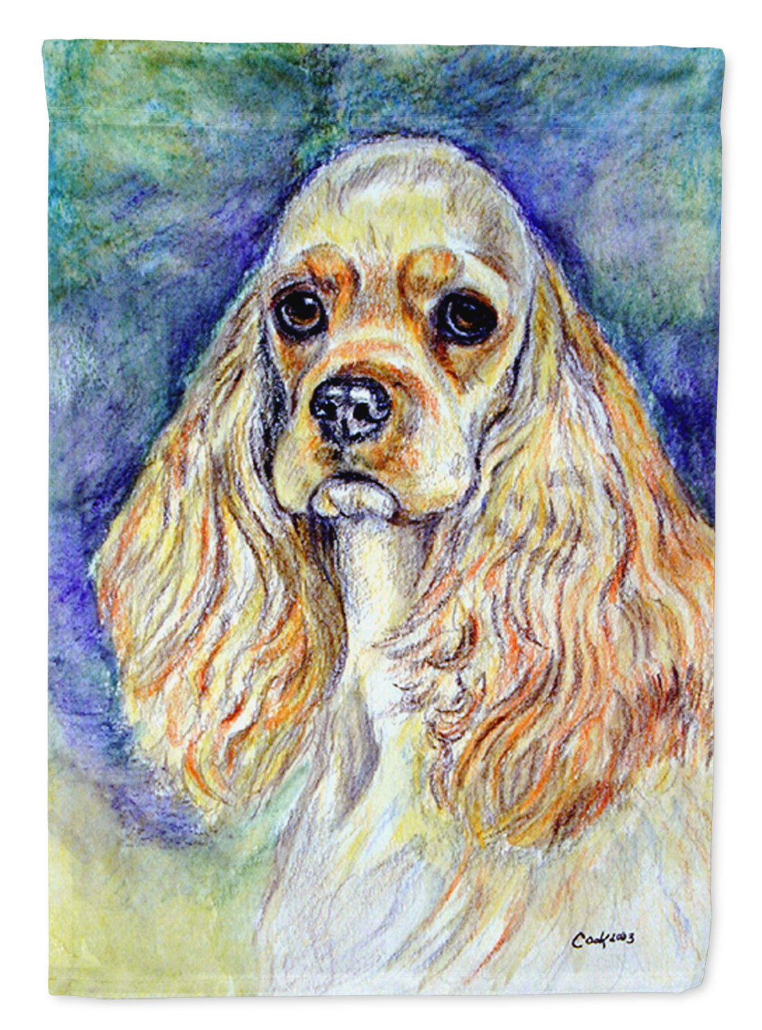 Blonde Tan Cocker Spaniel Flag Canvas House Size  the-store.com.