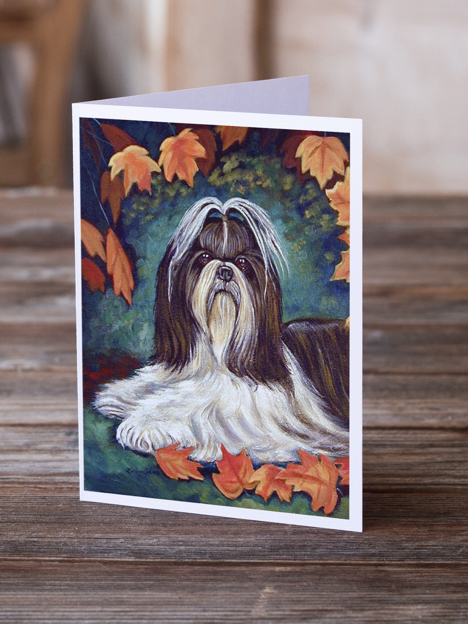 Buy this Autumn Leaves Shih Tzu  Greeting Cards and Envelopes Pack of 8