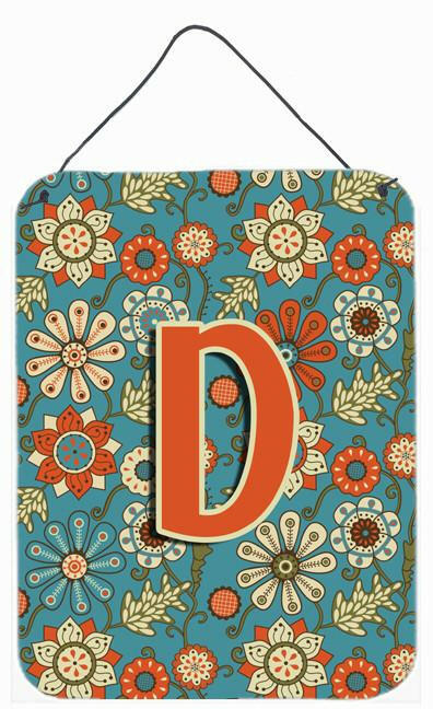 Letter D Flowers Retro Blue Wall or Door Hanging Prints CJ2012-DDS1216 by Caroline's Treasures