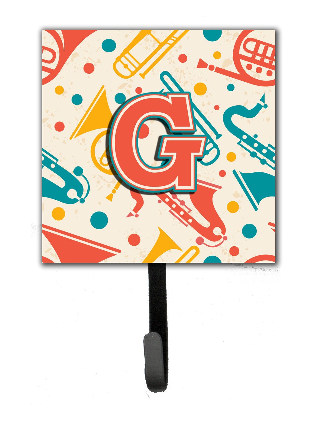 Letter G Retro Teal Orange Musical Instruments Initial Leash or Key Holder CJ2001-GSH4 by Caroline's Treasures