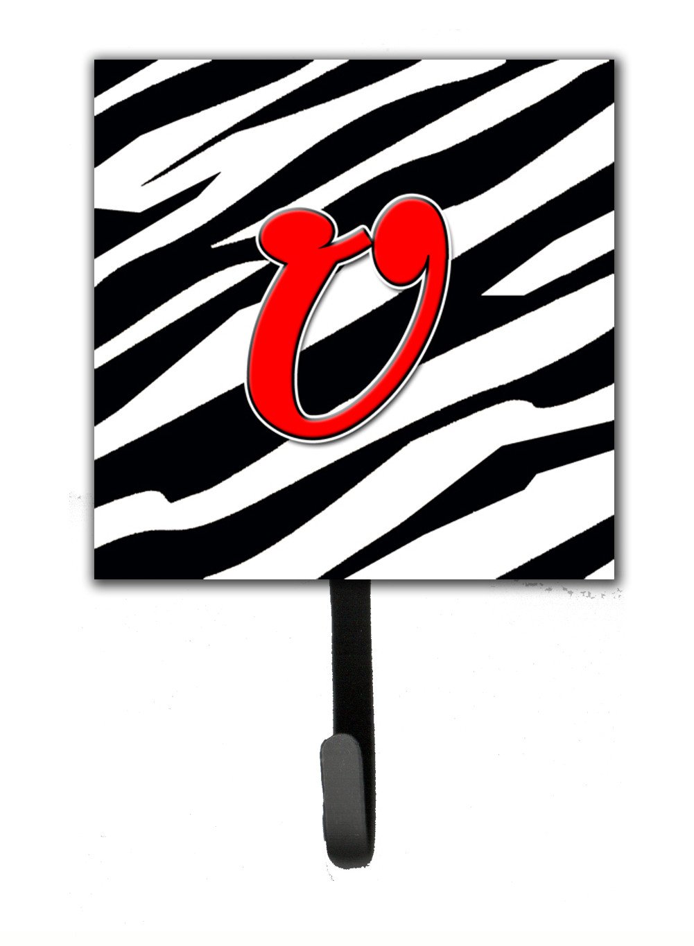 Letter U Initial Monogram - Zebra Red Leash Holder or Key Hook by Caroline's Treasures