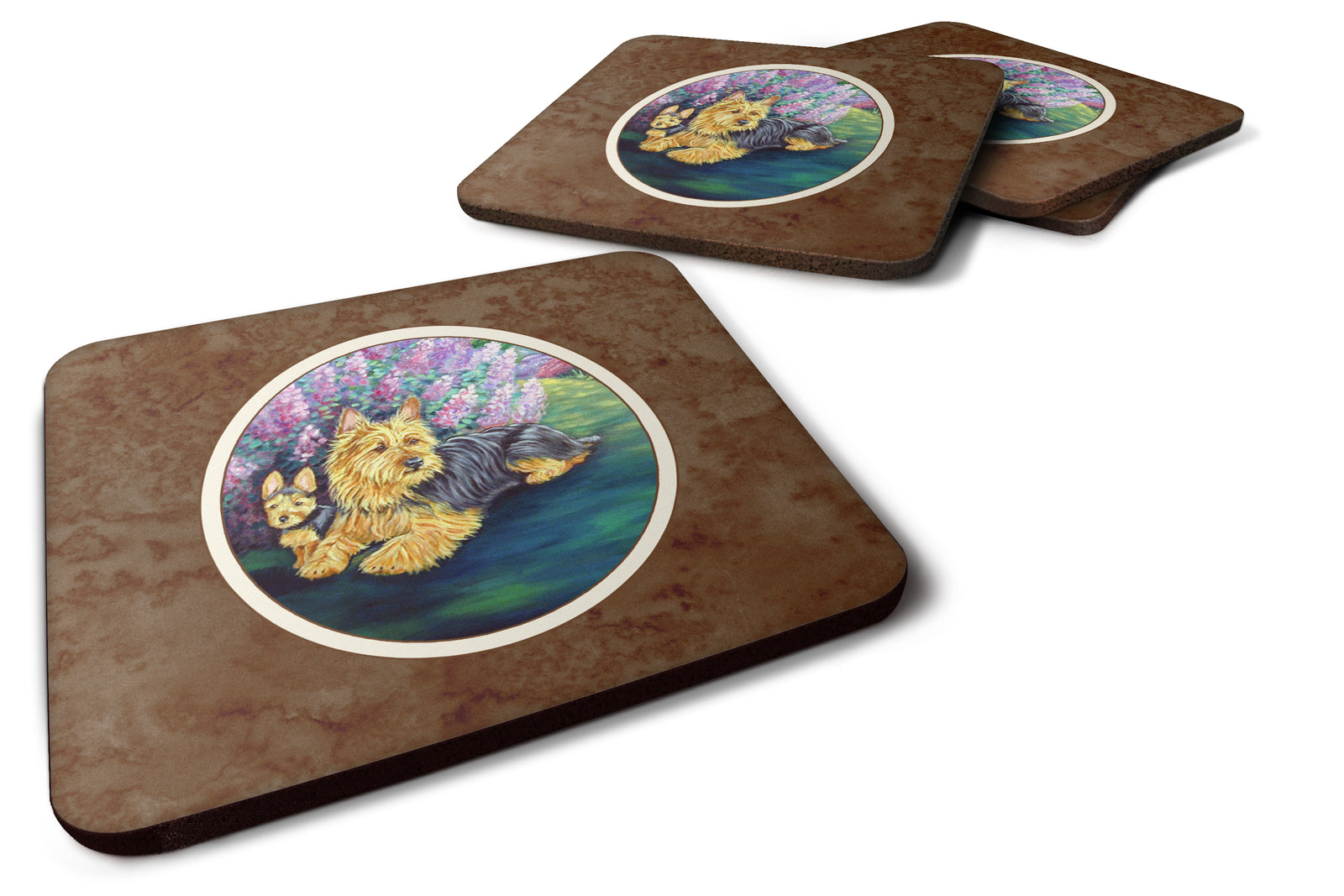 Australian Terrier and Puppy Foam Coaster Set of 4 7209FC - the-store.com