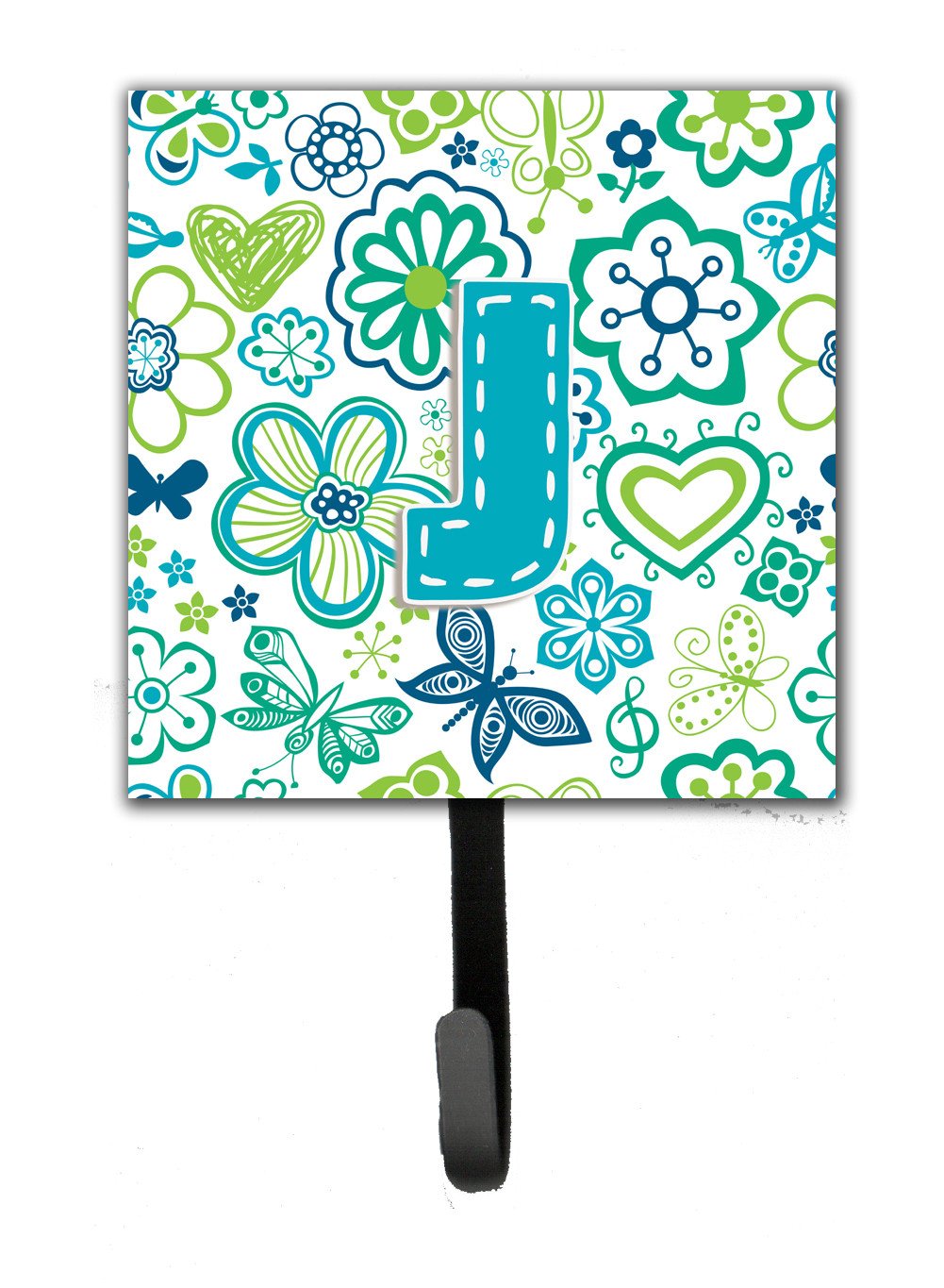 Letter J Flowers and Butterflies Teal Blue Leash or Key Holder CJ2006-JSH4 by Caroline's Treasures