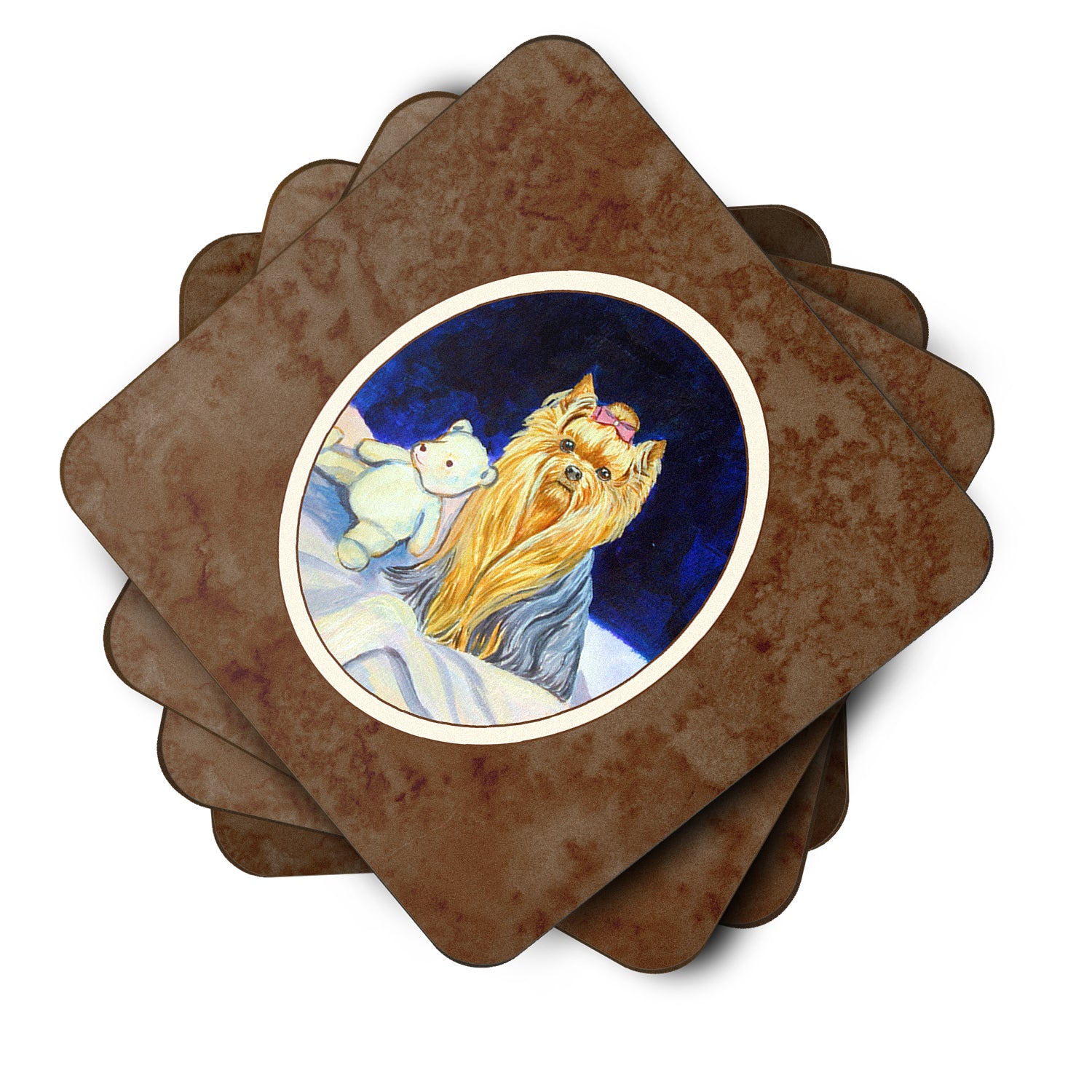 Yorkie Foam Coaster Set of 4 7221FC - the-store.com