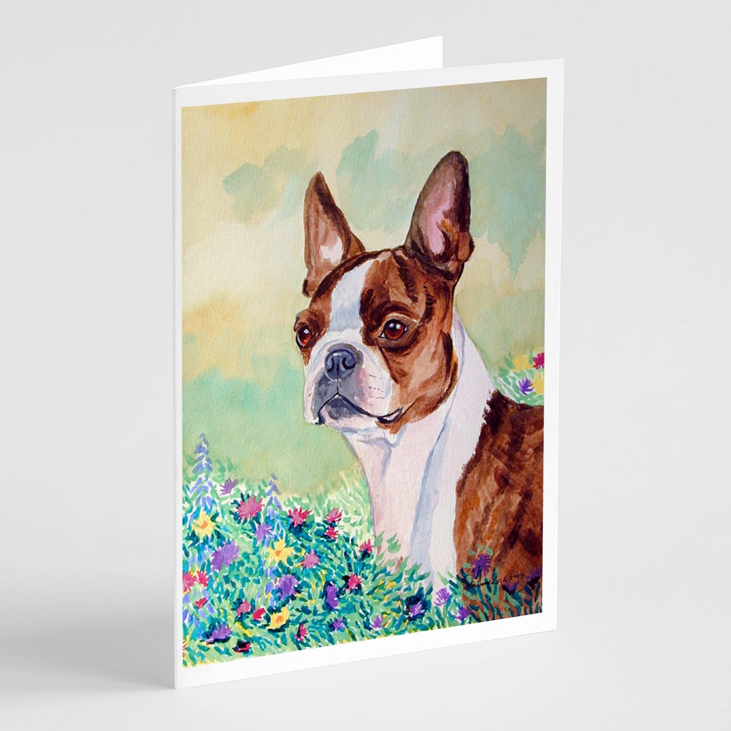 Buy this Red and White Boston Terrier  Greeting Cards and Envelopes Pack of 8