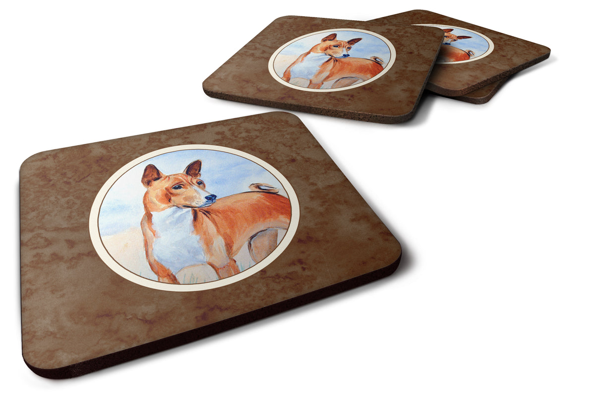 Red and White Basenji Foam Coaster Set of 4 7223FC - the-store.com