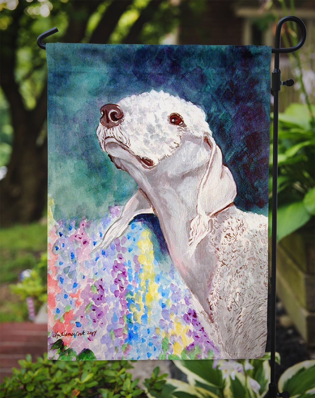 Bedlington Terrier Flag Garden Size.