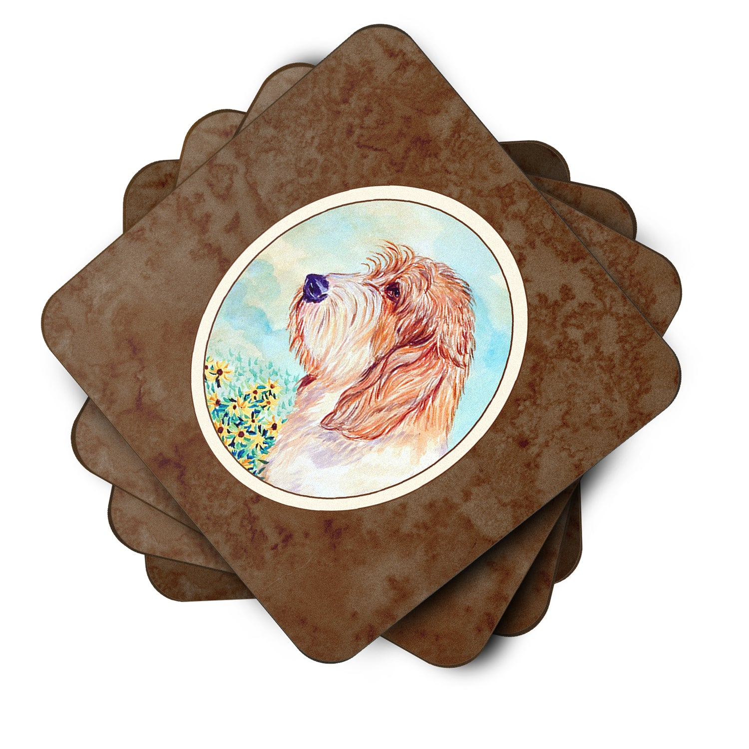 Petit Basset Griffon Vendeen PBGV Foam Coaster Set of 4 7229FC - the-store.com