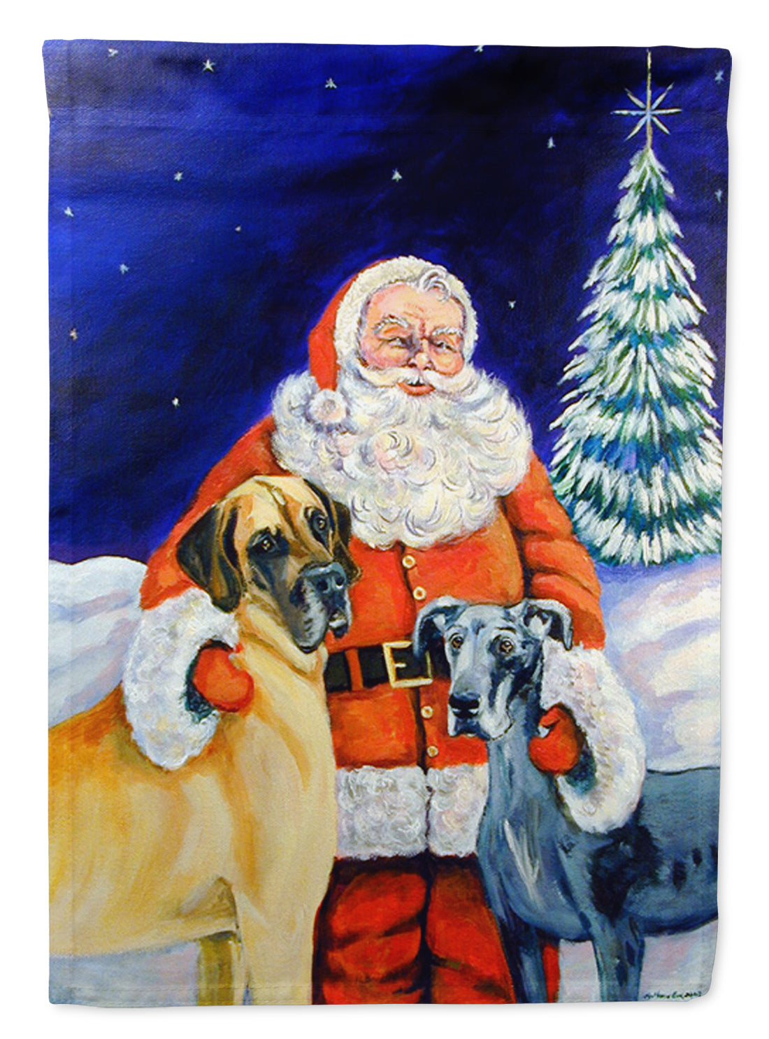 Santa Claus with Great Dane Flag Garden Size.