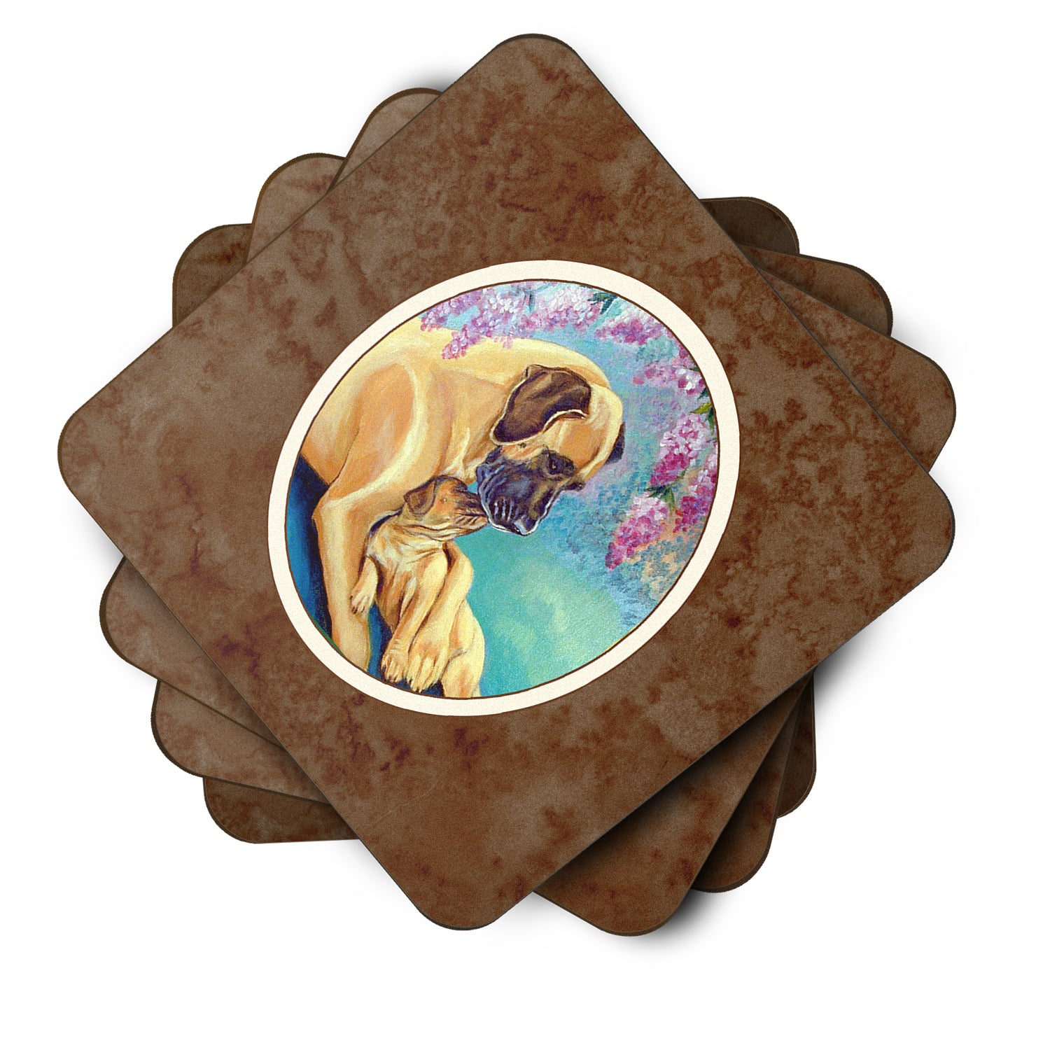 Great Dane and puppy Foam Coaster Set of 4 7233FC - the-store.com