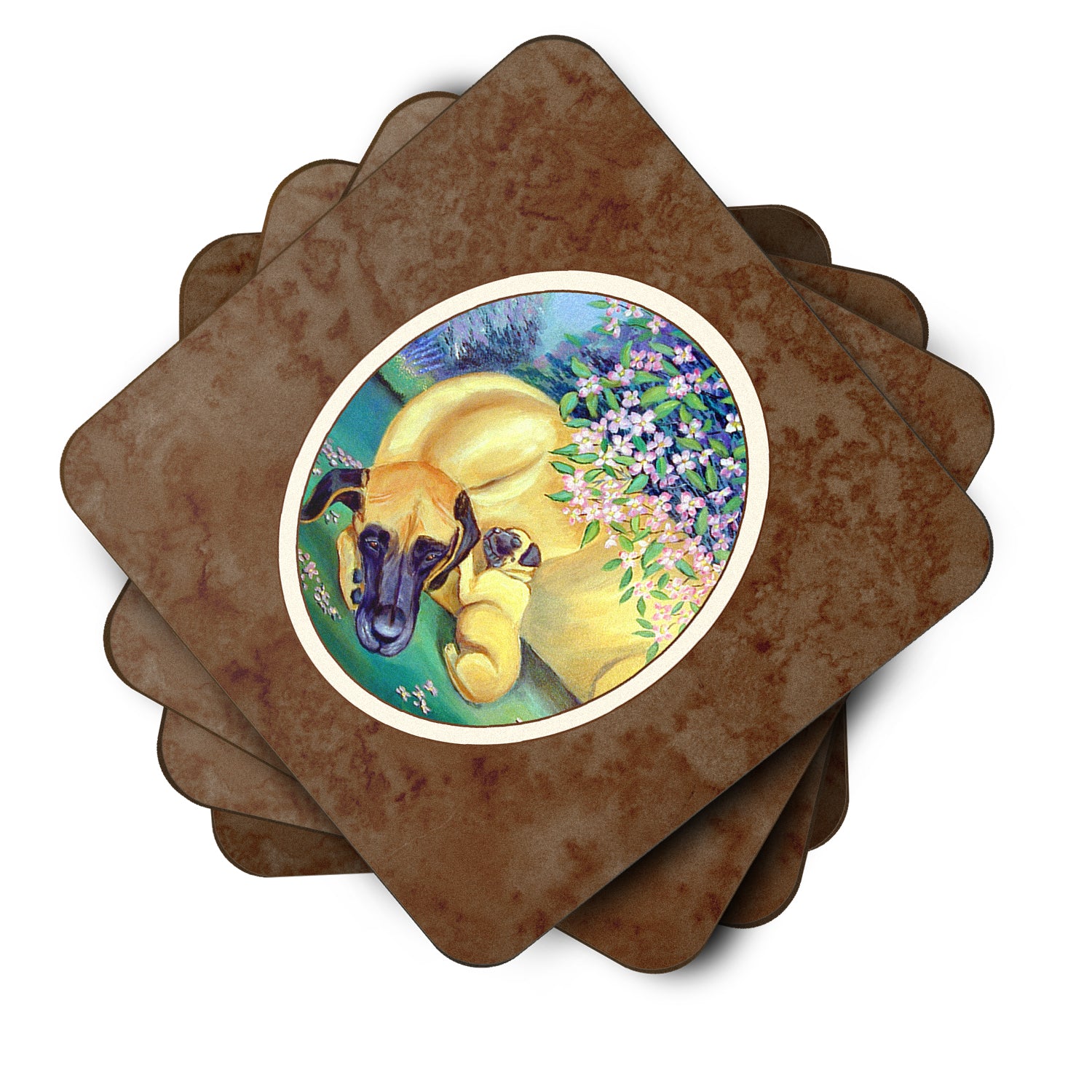 Great Dane and puppy Foam Coaster Set of 4 7234FC - the-store.com