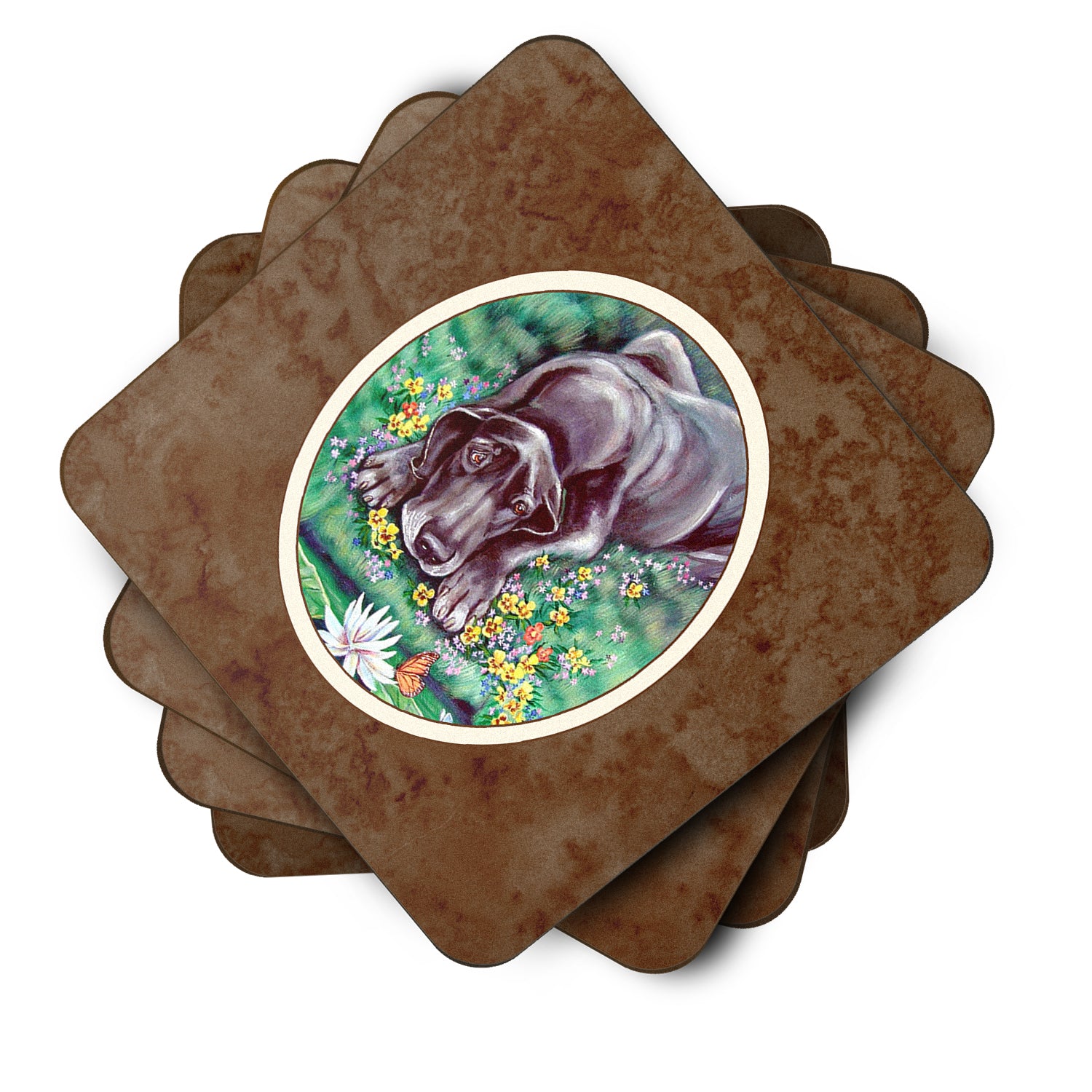 Blue Great Dane Foam Coaster Set of 4 7235FC - the-store.com