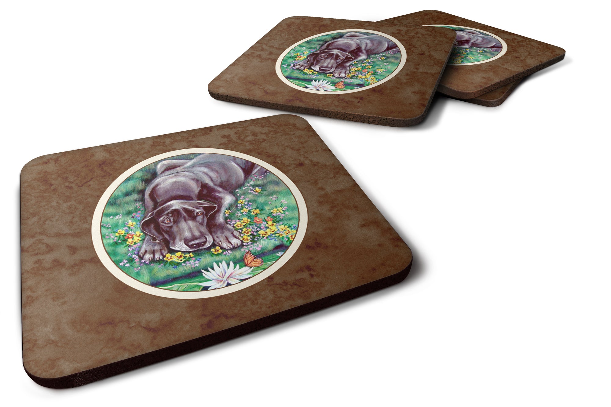 Blue Great Dane Foam Coaster Set of 4 7235FC - the-store.com