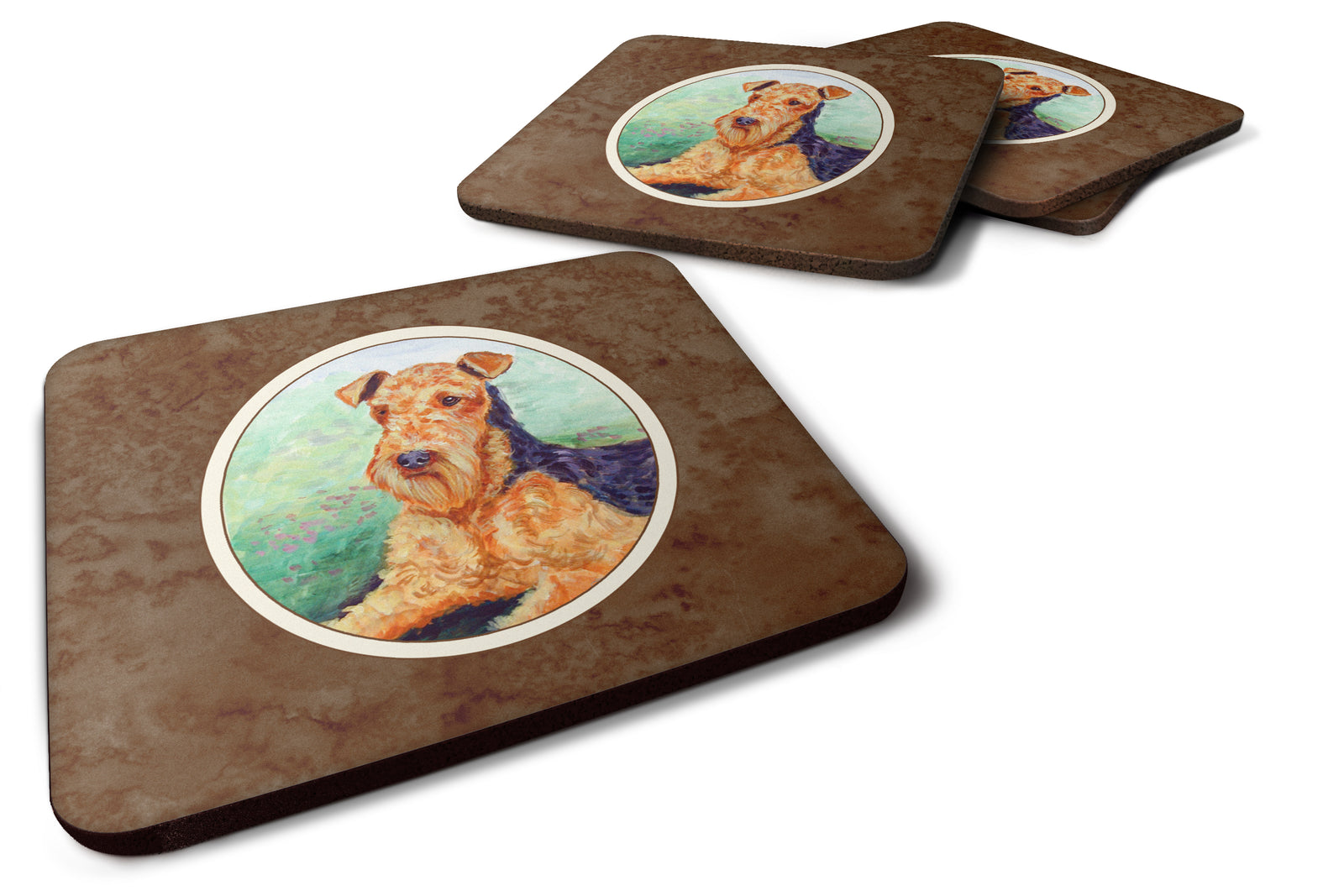 Airedale Terrier Foam Coaster Set of 4 7239FC - the-store.com