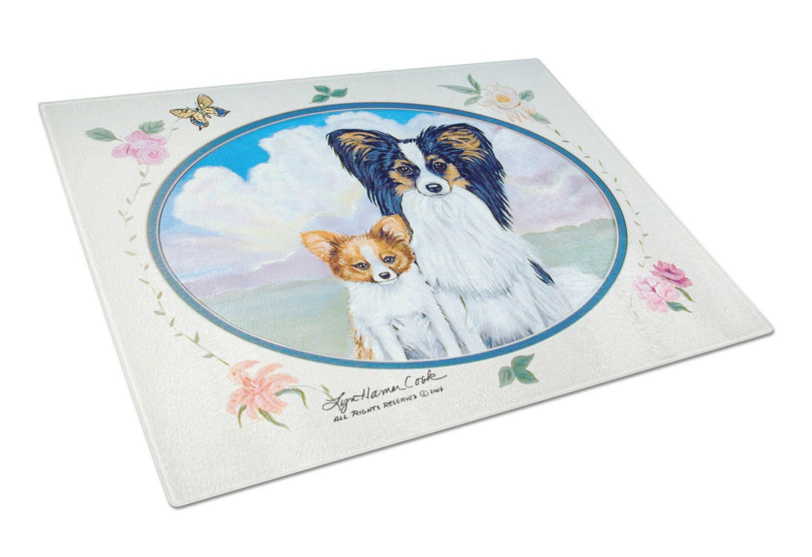 Papillon Glass Cutting Board Large by Caroline's Treasures