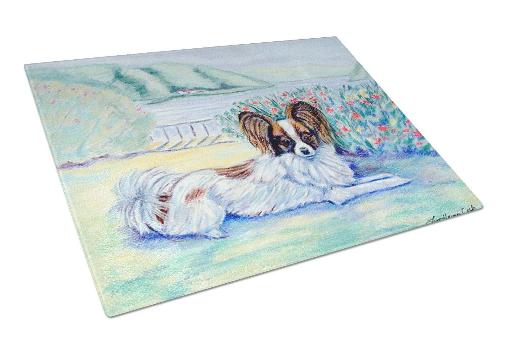 Papillon Glass Cutting Board Large by Caroline's Treasures