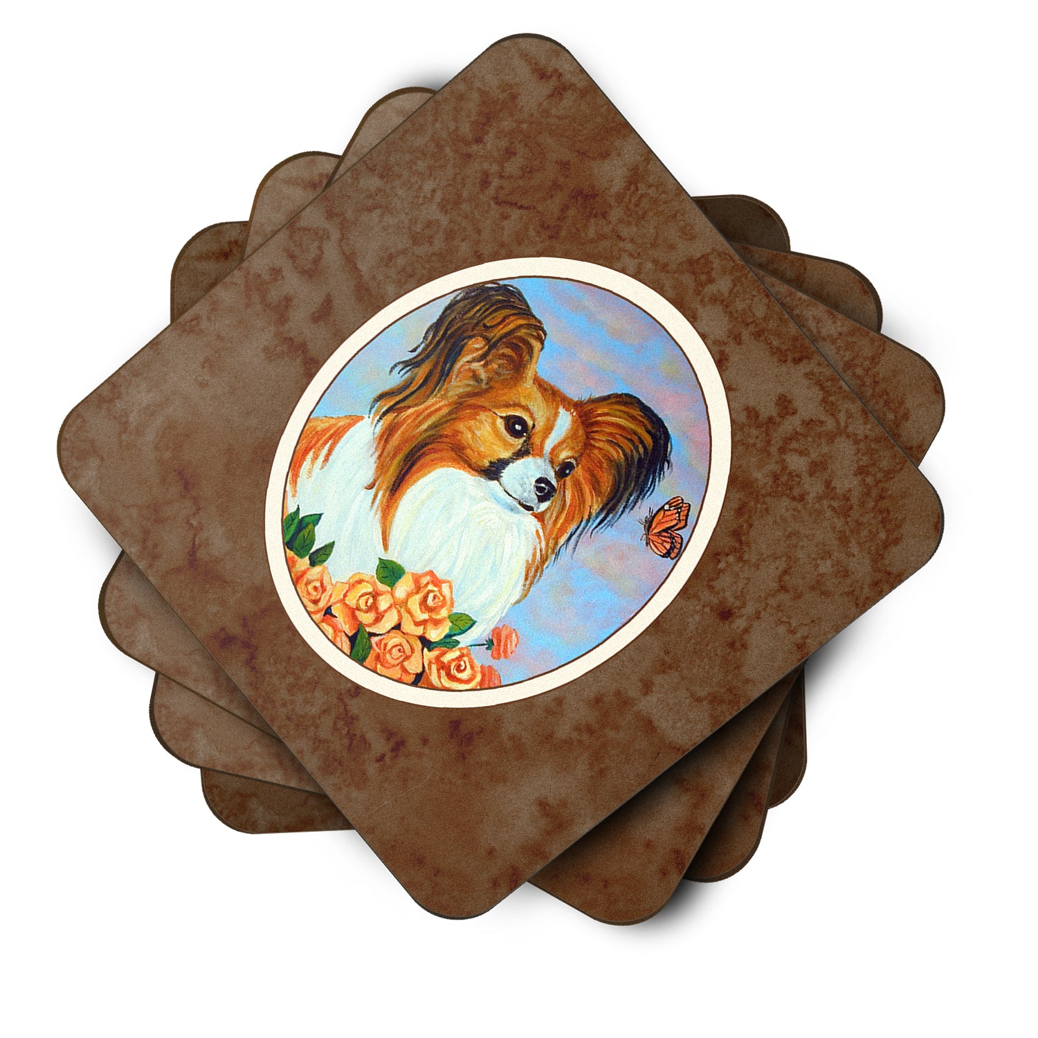 Papillon Foam Coaster Set of 4 7246FC - the-store.com