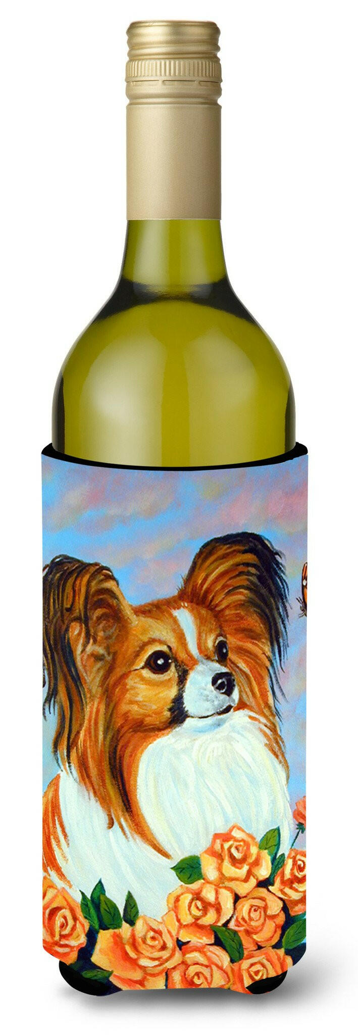 Papillon Wine Bottle Beverage Insulator Beverage Insulator Hugger 7246LITERK by Caroline's Treasures