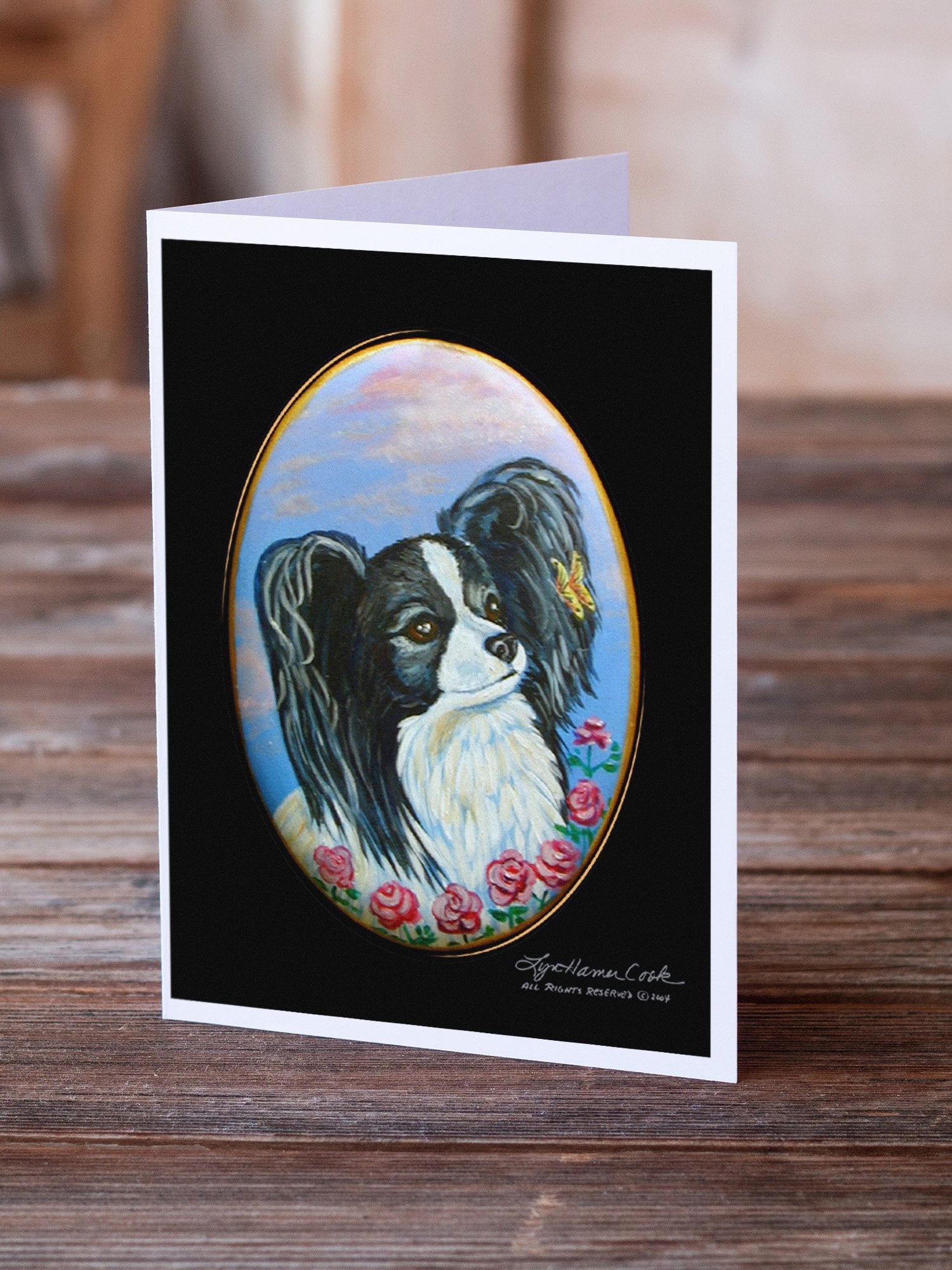 Buy this Black and White Papillon Greeting Cards and Envelopes Pack of 8