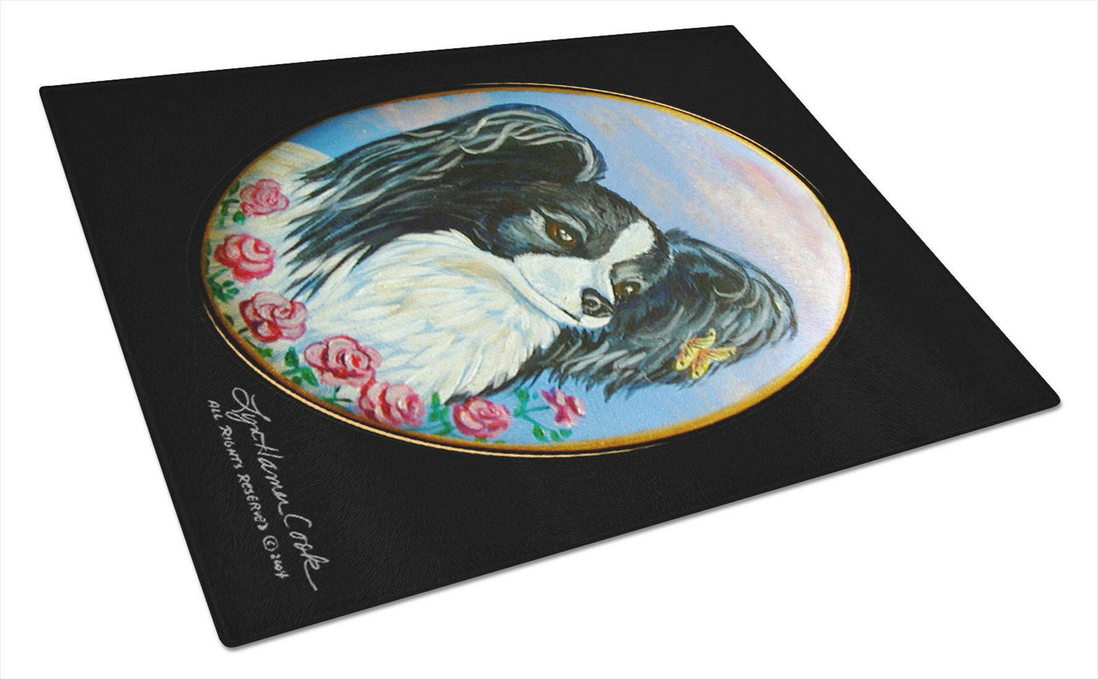 Papillon Glass Cutting Board Large by Caroline's Treasures