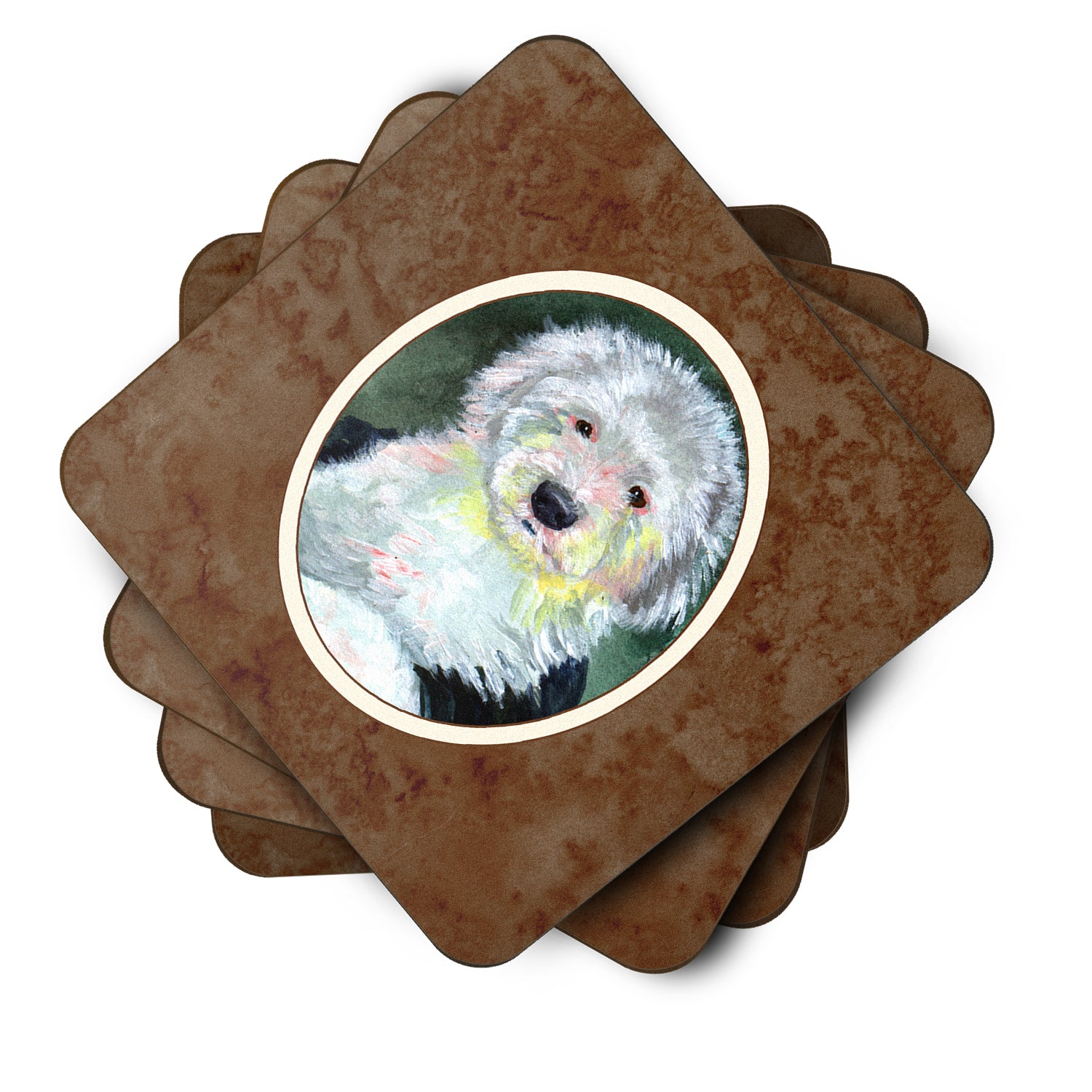 Old English Sheepdog Foam Coaster Set of 4 7252FC - the-store.com