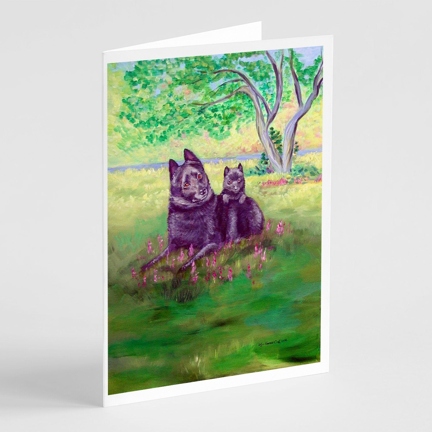 Buy this Schipperke and puppy  Greeting Cards and Envelopes Pack of 8