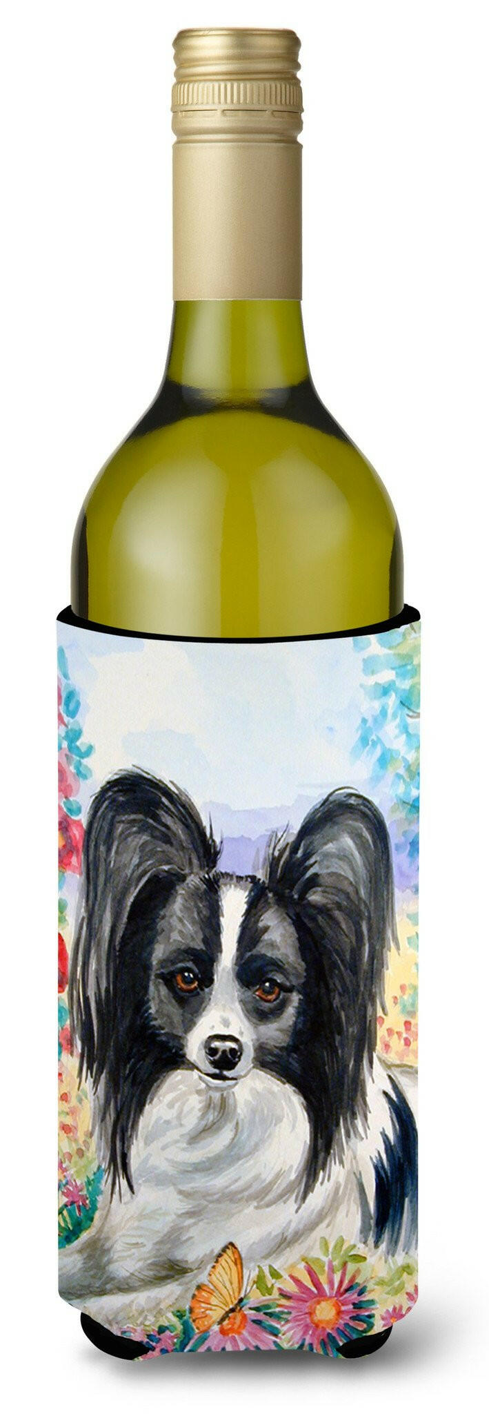 Papillon Wine Bottle Beverage Insulator Beverage Insulator Hugger 7273LITERK by Caroline's Treasures