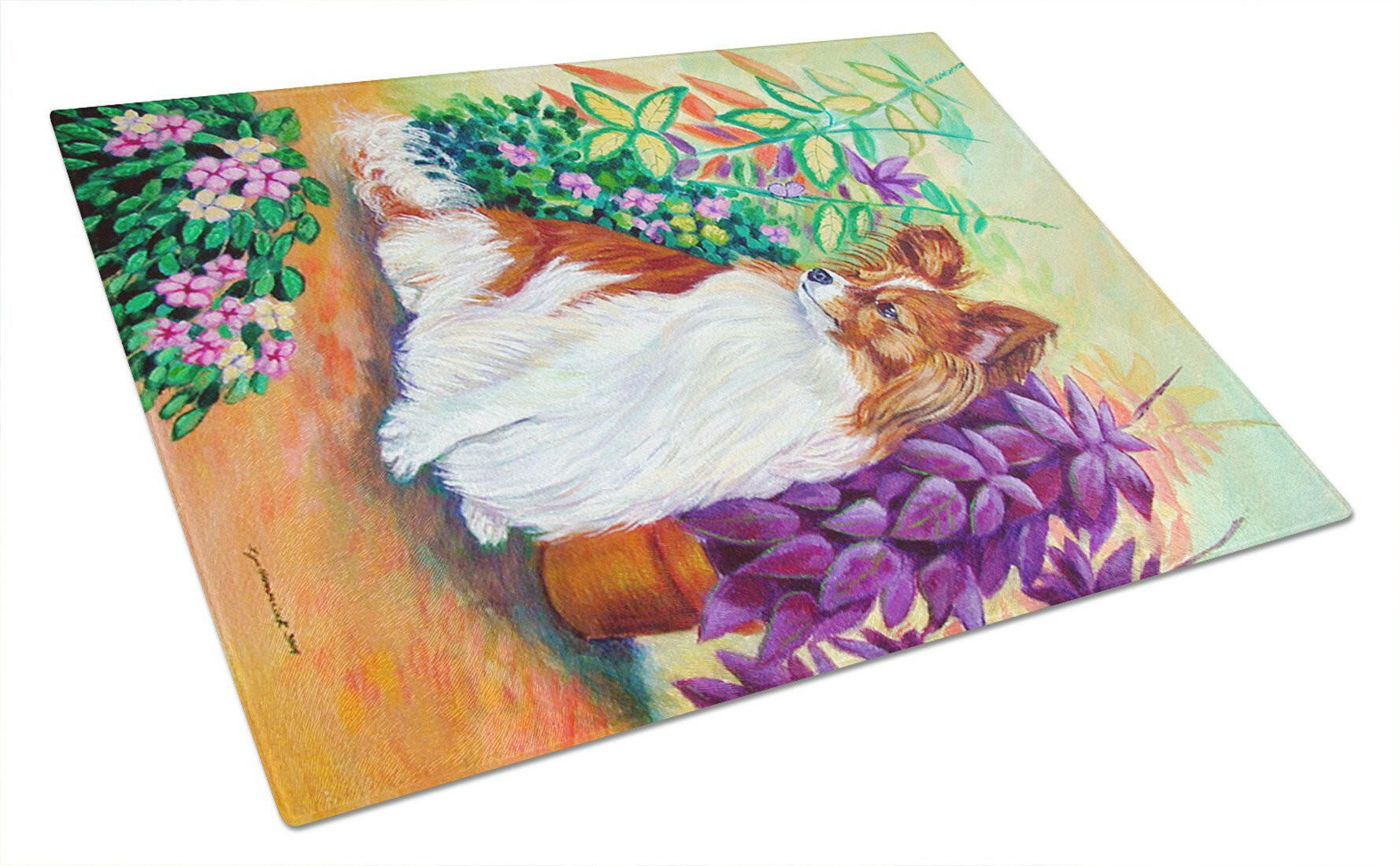 Papillon Glass Cutting Board Large by Caroline's Treasures