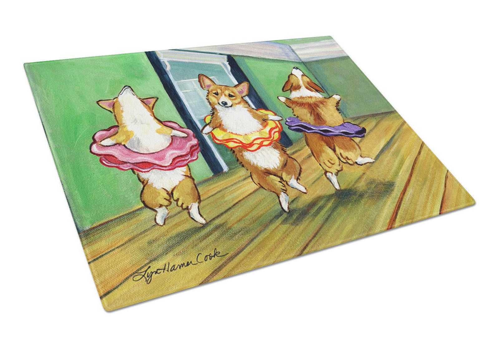 Little Ballerina Corgi Glass Cutting Board Large by Caroline's Treasures