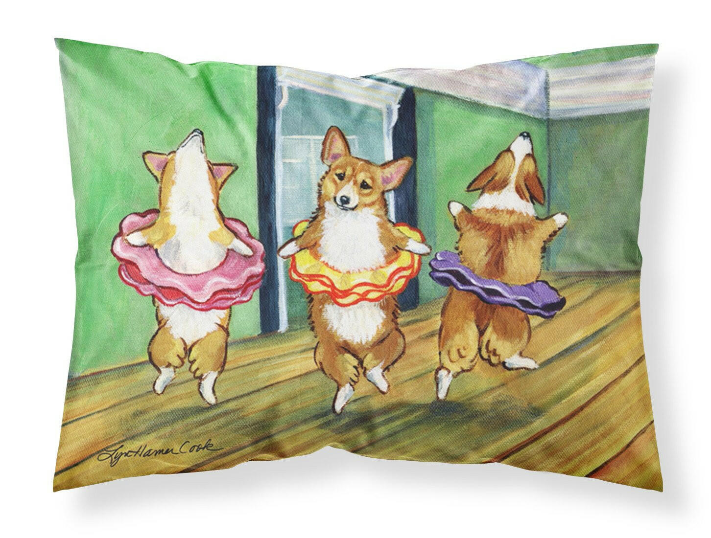 Little Ballerina Corgi Moisture wicking Fabric standard pillowcase by Caroline's Treasures