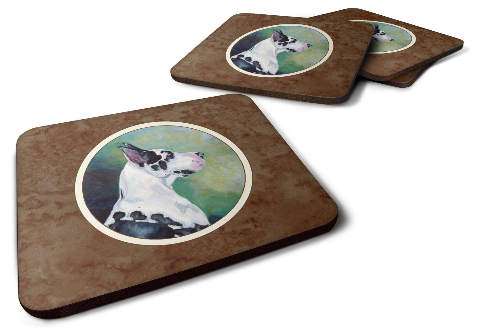 Harlequin Great Dane Foam Coaster Set of 4 7278FC - the-store.com