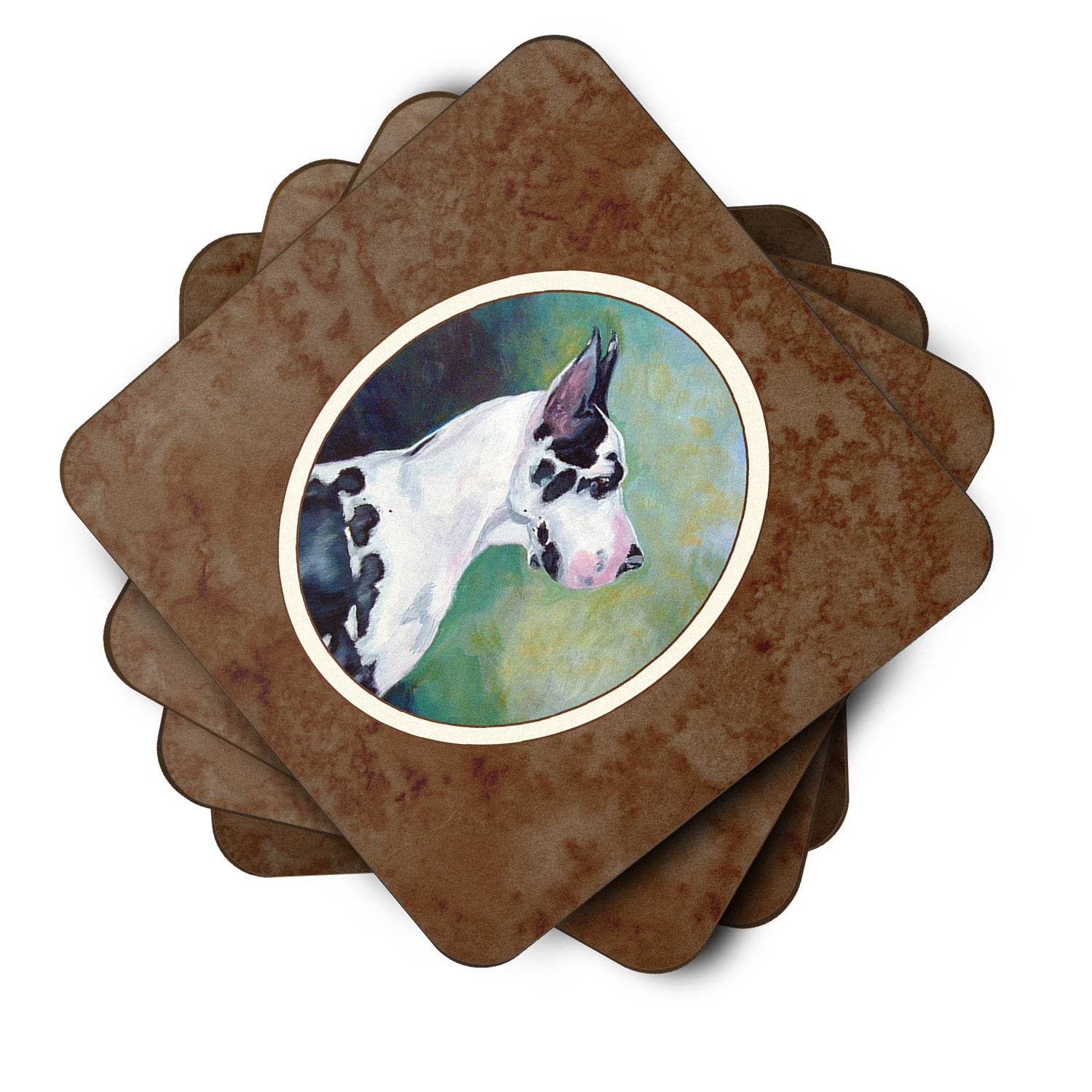 Harlequin Great Dane Foam Coaster Set of 4 7278FC - the-store.com