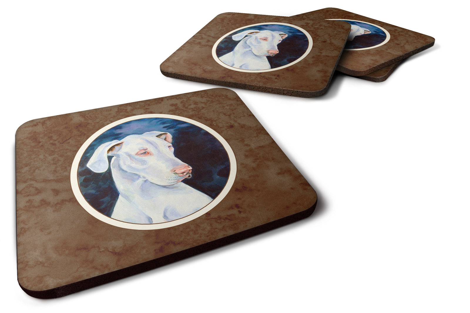 White Great Dane Foam Coaster Set of 4 7279FC - the-store.com